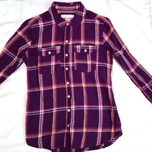 Long sleeve purple plaid shirt